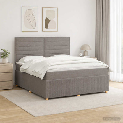 LED Boxspring Bed met Matras Taupe 180 x 200 cm Stof