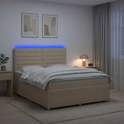Boxspring bed 160x200 cm crèmekleurig met LED