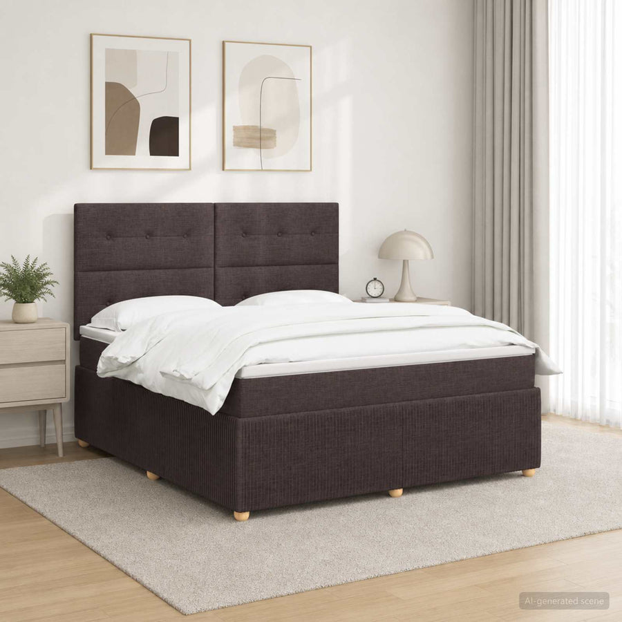 LED Boxspring Bed met Matras Donkerbruin 180 x 200 cm Stof