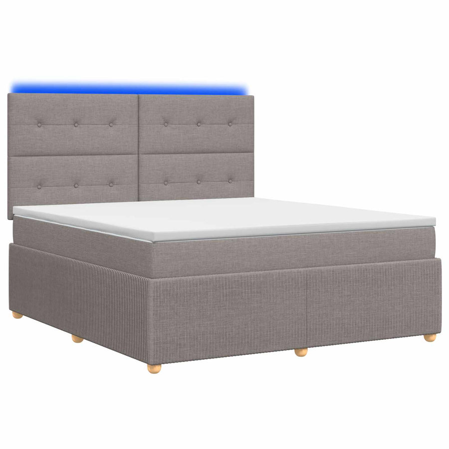 LED Boxspring Bed met Matras Taupe 180 x 200 cm Stof