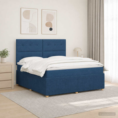 LED Boxspring Bed met Matras Blauw 180 x 200 cm Stof