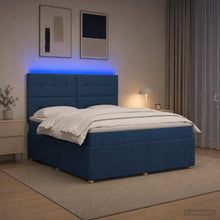 LED Boxspring Bed met Matras Blauw 180 x 200 cm Stof