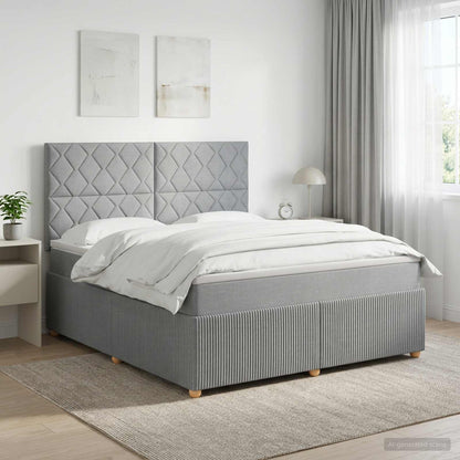 LED Boxspring Bed met Matras Lichtgrijs 140 x 200 cm Stof