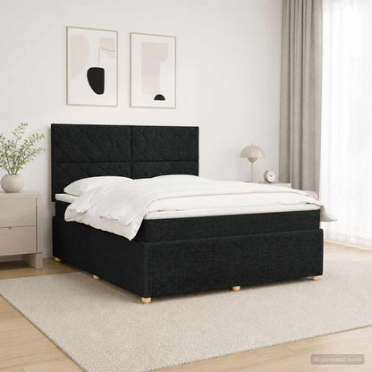 LED Boxspring Bed met Matras Zwart 140 x 190 cm Stof