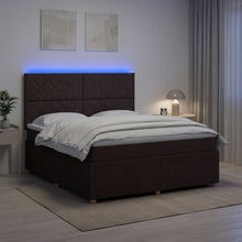 LED Boxspring Bed met Matras Donkerbruin 140 x 190 cm Stof
