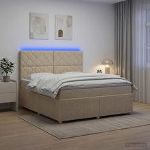 LED Boxspring Bed met Matras Crèmekleurig 160 x 200 cm Stof