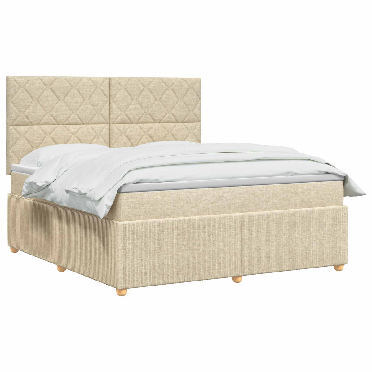 LED Boxspring Bed met Matras Crèmekleurig 180 x 200 cm Stof