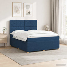 LED Boxspring Bed met Matras Blauw 180 x 200 cm Stof