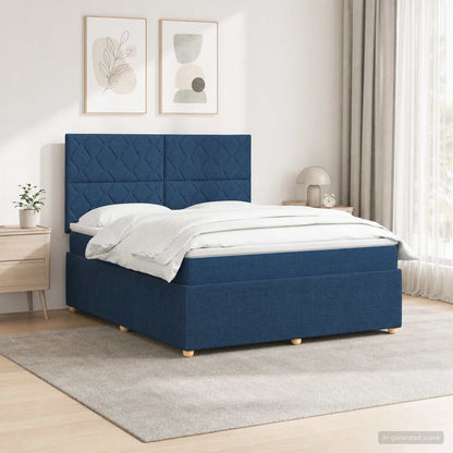 LED Boxspring Bed met Matras Blauw 180 x 200 cm Stof