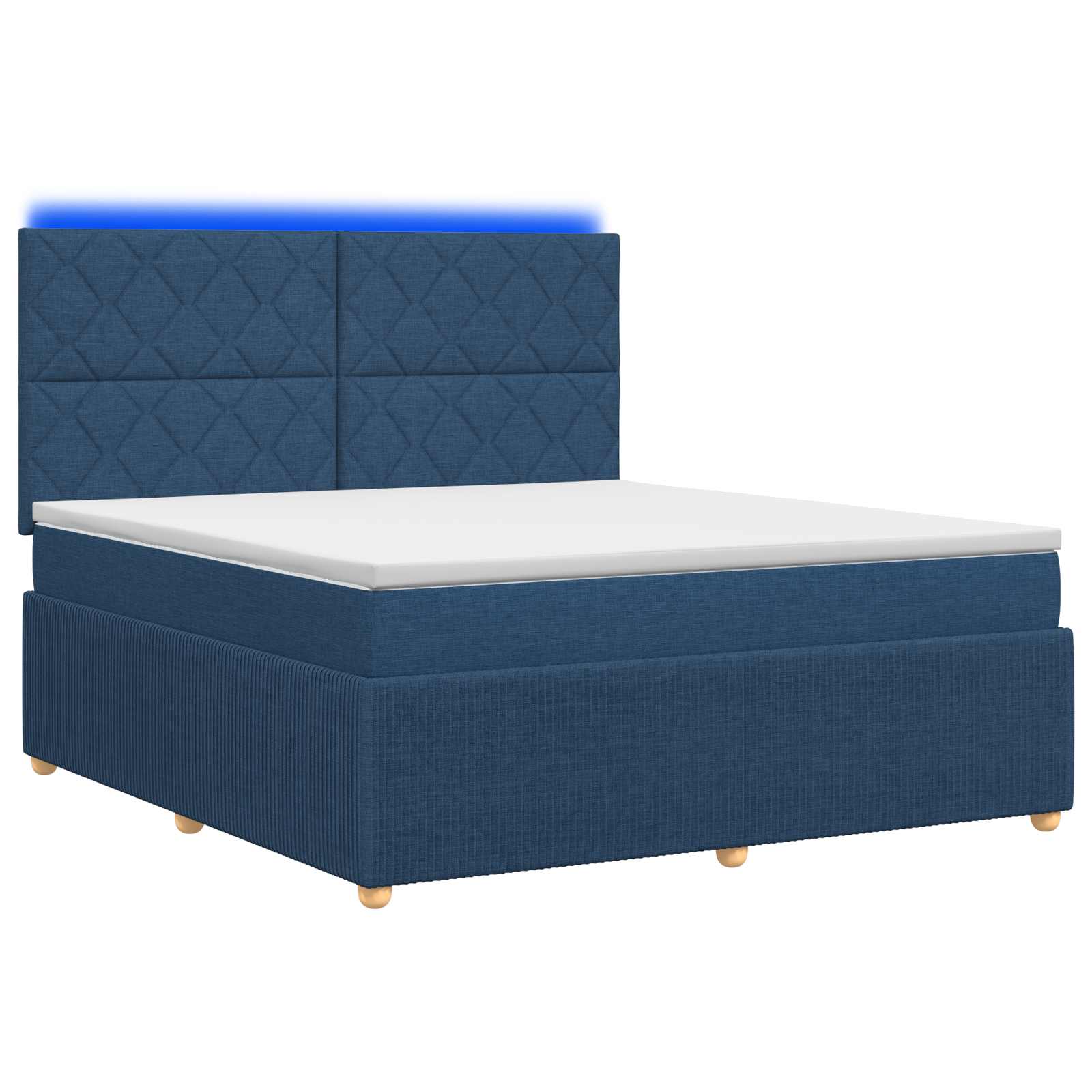 LED Boxspring Bed met Matras Blauw 180 x 200 cm Stof