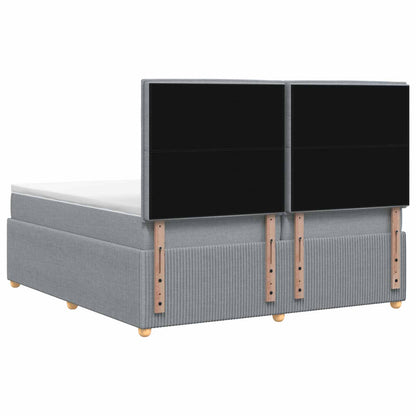 LED Boxspring Bed met Matras Lichtgrijs 200 x 200 cm Stof