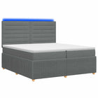 LED Boxspring Bed met Matras Donkergrijs 200 x 200 cm Stof