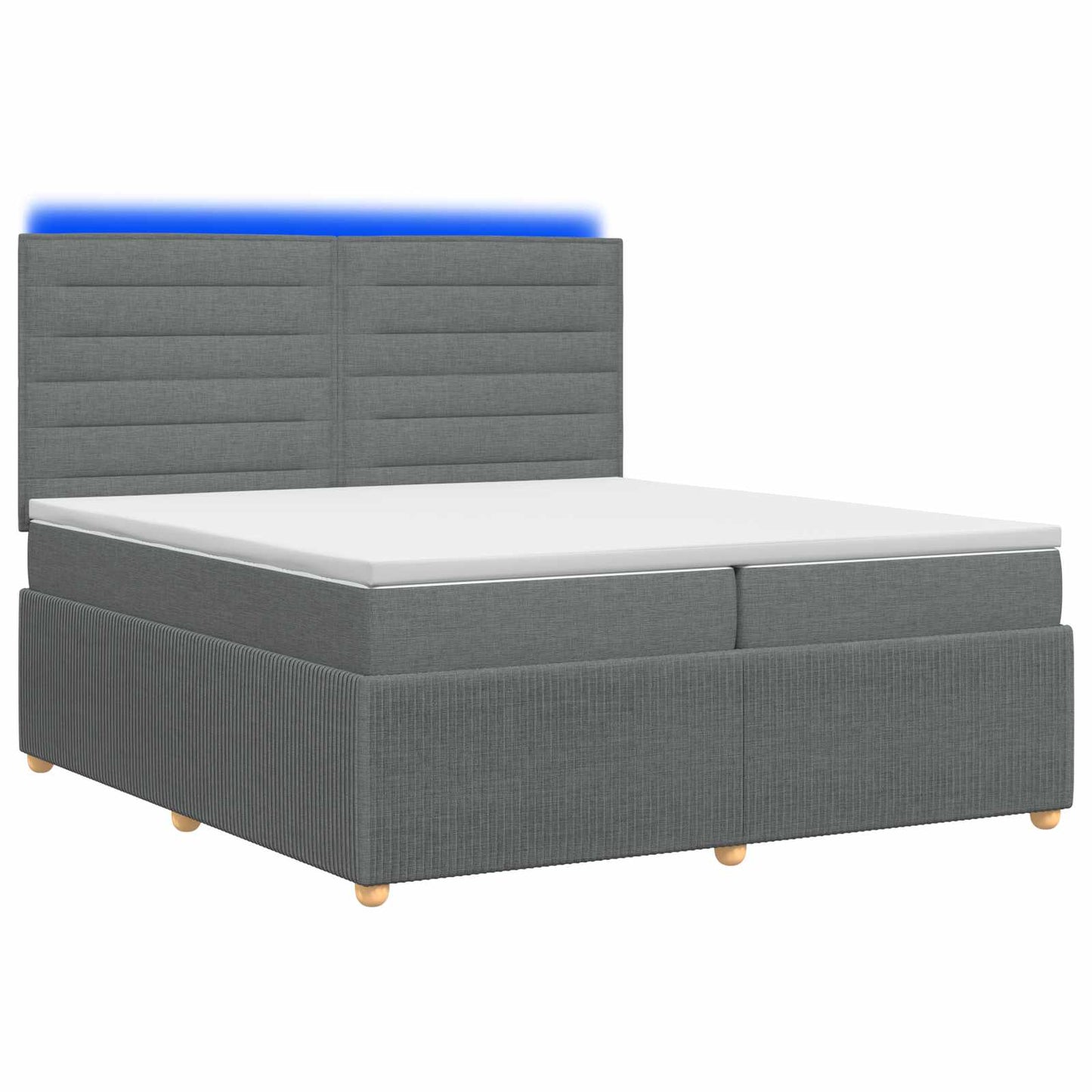 LED Boxspring Bed met Matras Donkergrijs 200 x 200 cm Stof