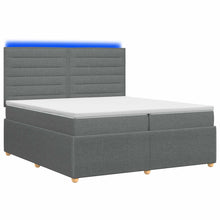 LED Boxspring Bed met Matras Donkergrijs 200 x 200 cm Stof