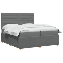 LED Boxspring Bed met Matras Donkergrijs 200 x 200 cm Stof