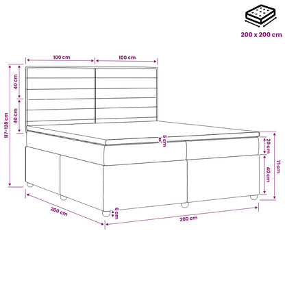 LED Boxspring Bed met Matras Donkergrijs 200 x 200 cm Stof