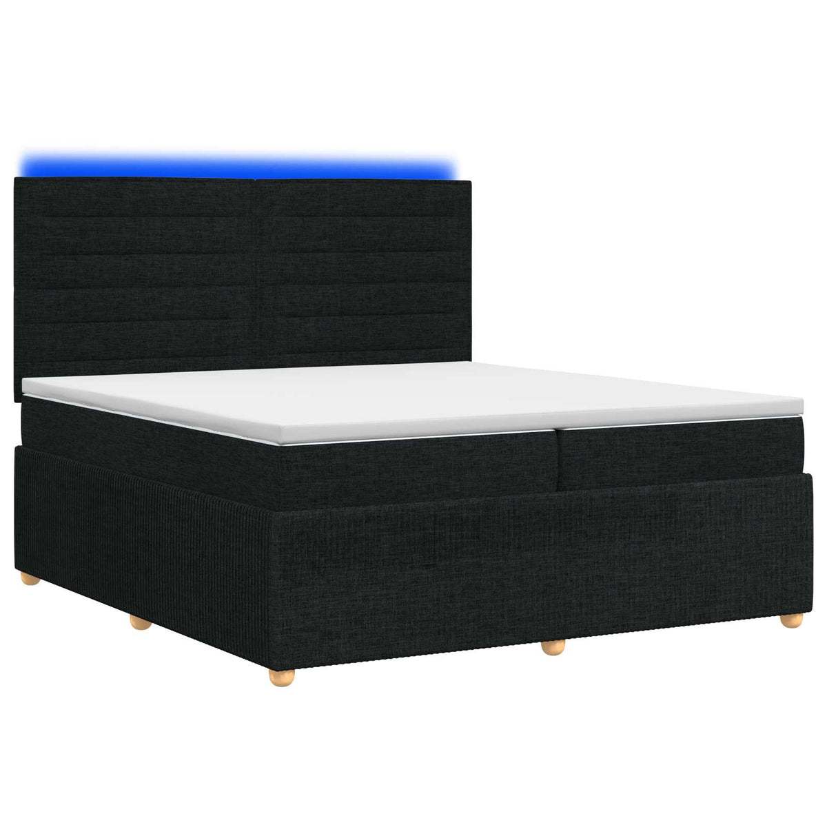 LED Boxspring Bed met Matras Zwart 200 x 200 cm Stof