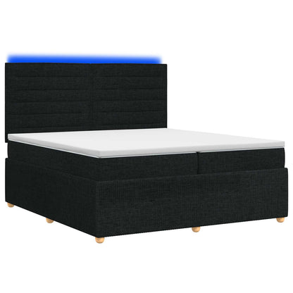 LED Boxspring Bed met Matras Zwart 200 x 200 cm Stof