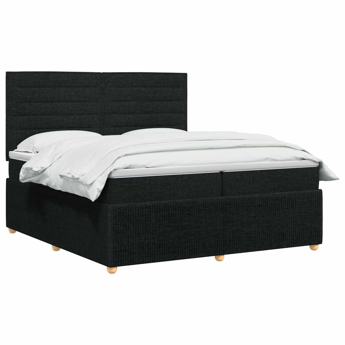 LED Boxspring Bed met Matras Zwart 200 x 200 cm Stof