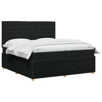 LED Boxspring Bed met Matras Zwart 200 x 200 cm Stof