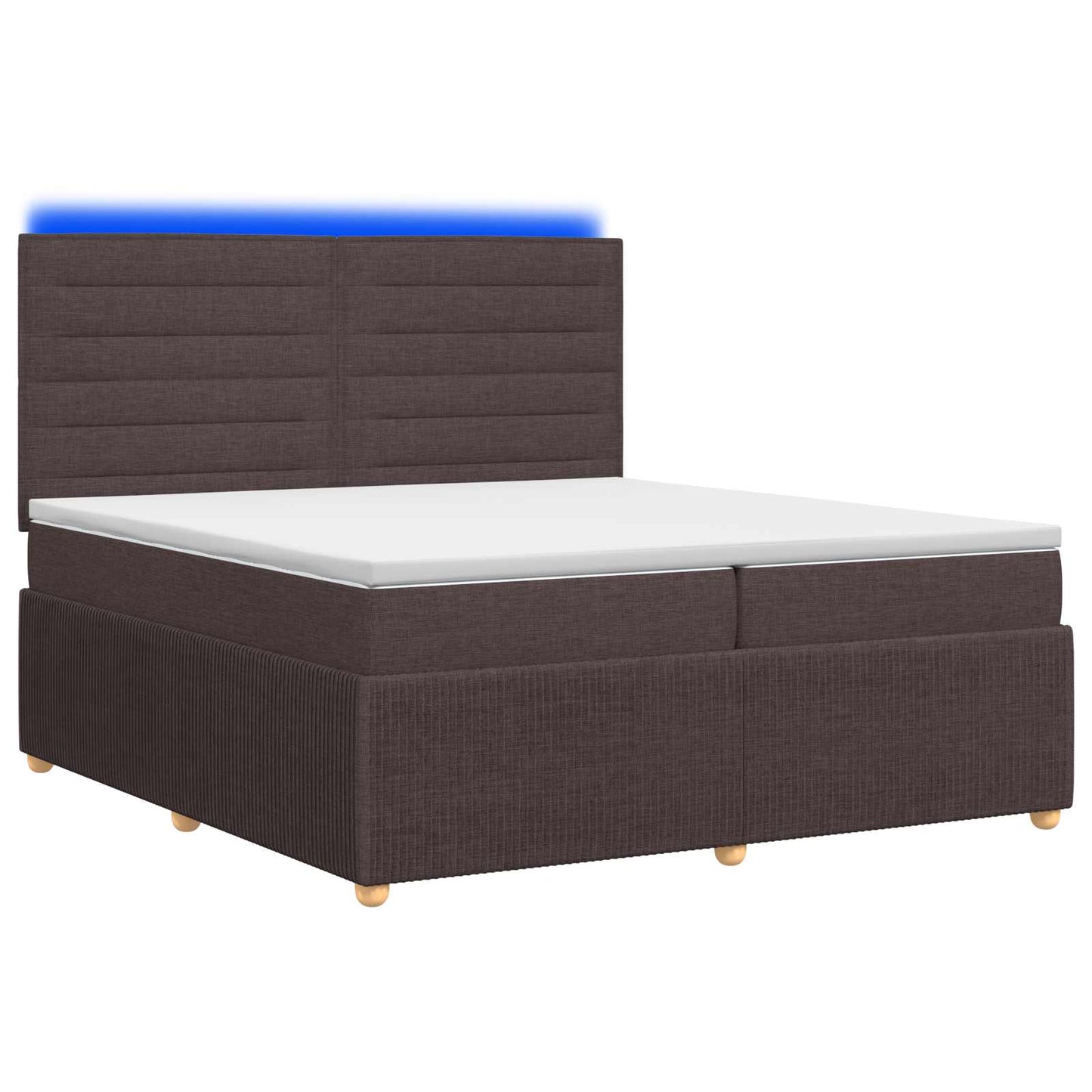 LED Boxspring Bed met Matras Donkerbruin 200 x 200 cm Stof