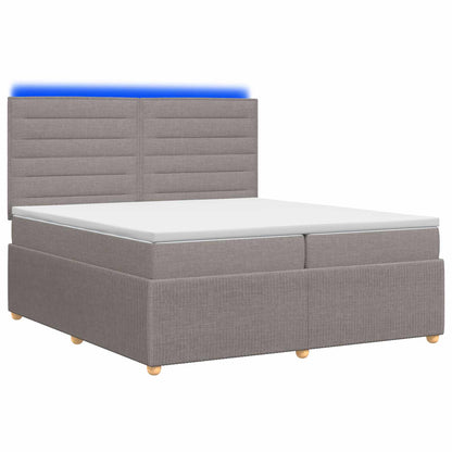 LED Boxspring Bed met Matras Taupe 200 x 200 cm Stof