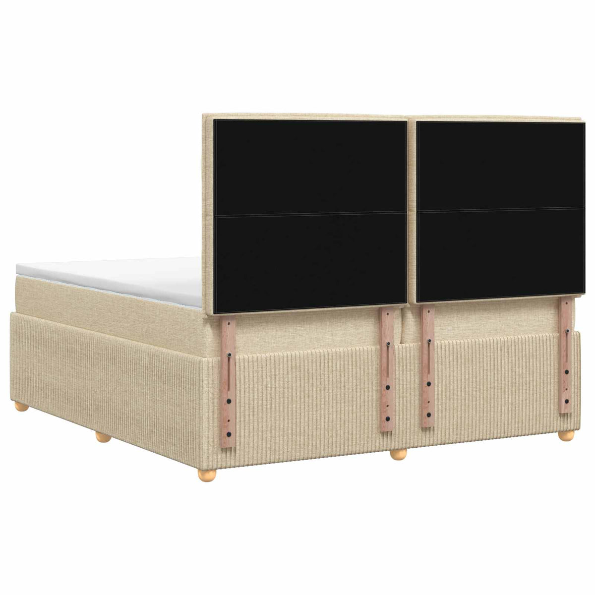 LED Boxspring Bed met Matras Crèmekleurig 200 x 200 cm Stof