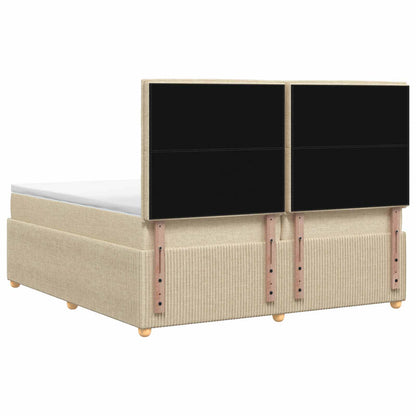 LED Boxspring Bed met Matras Crèmekleurig 200 x 200 cm Stof