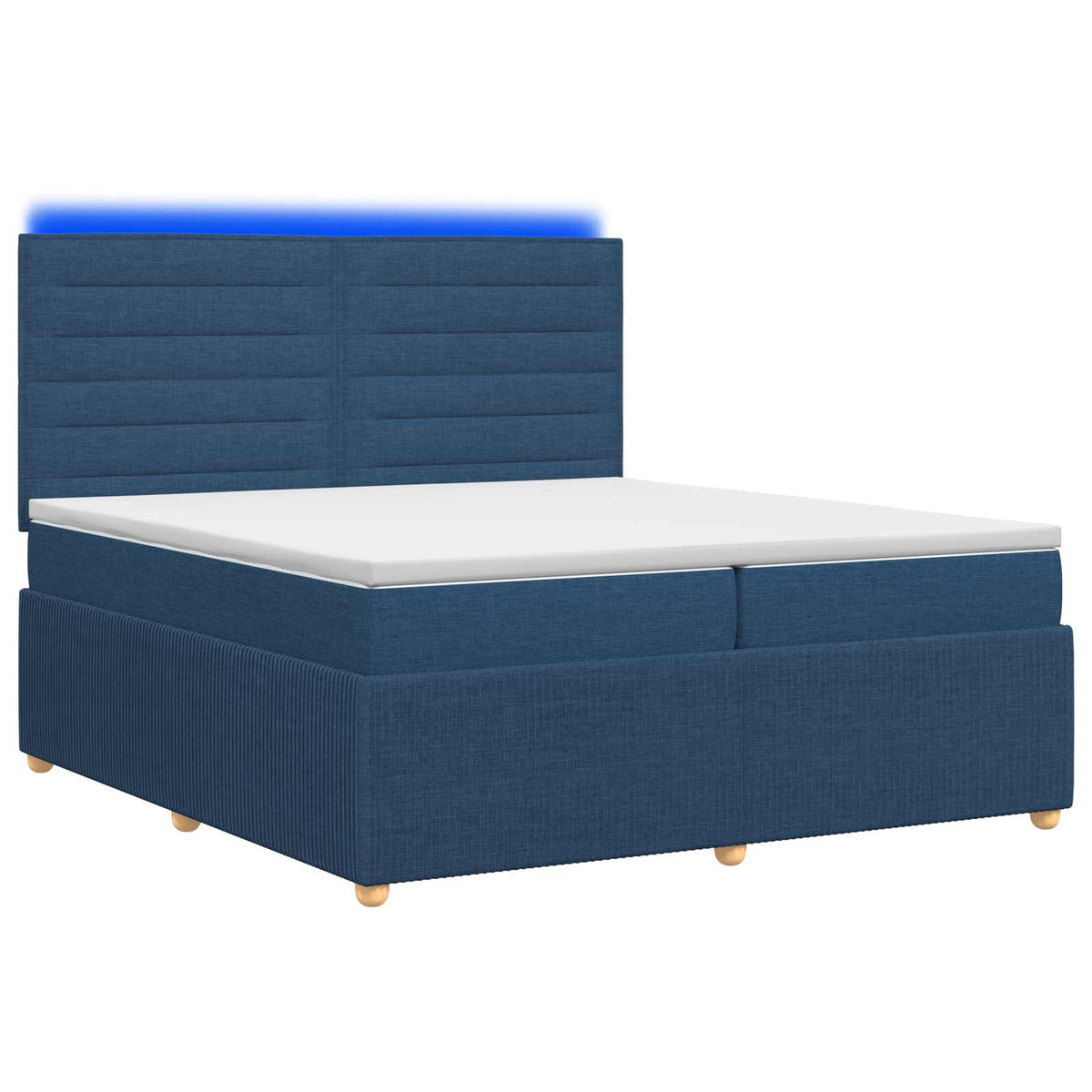LED Boxspring Bed met Matras Blauw 200 x 200 cm Stof