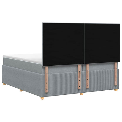 LED Boxspring Bed met Matras Lichtgrijs 200 x 200 cm Stof