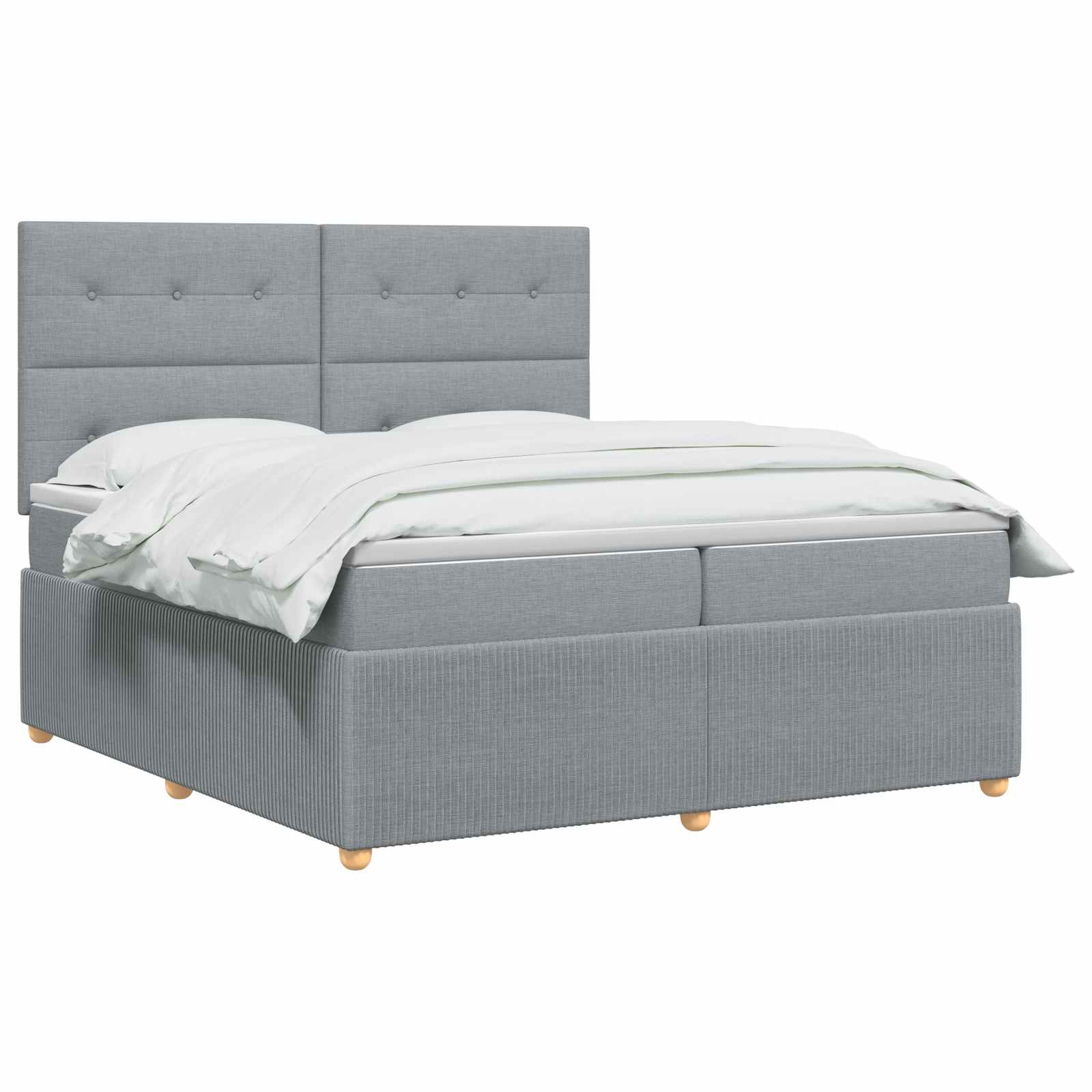 LED Boxspring Bed met Matras Lichtgrijs 200 x 200 cm Stof