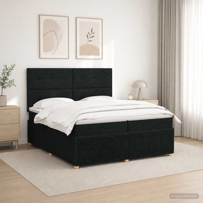 LED Boxspring Bed met Matras Zwart 200 x 200 cm Stof