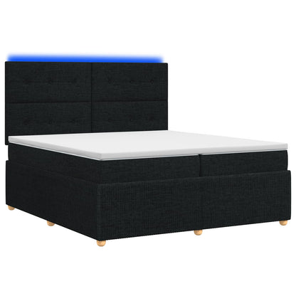 LED Boxspring Bed met Matras Zwart 200 x 200 cm Stof