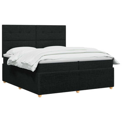 LED Boxspring Bed met Matras Zwart 200 x 200 cm Stof