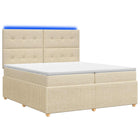 LED Boxspring Bed met Matras Crèmekleurig 200 x 200 cm Stof