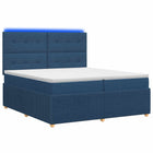 LED Boxspring Bed met Matras Blauw 200 x 200 cm Stof