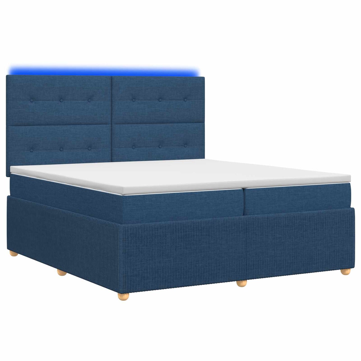 LED Boxspring Bed met Matras Blauw 200 x 200 cm Stof