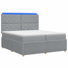 LED Boxspring Bed met Matras Lichtgrijs 200 x 200 cm Stof