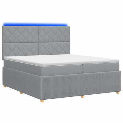 LED Boxspring Bed met Matras Lichtgrijs 200 x 200 cm Stof