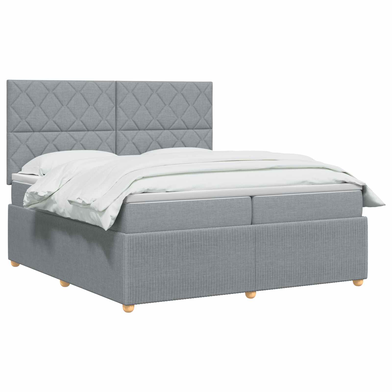 LED Boxspring Bed met Matras Lichtgrijs 200 x 200 cm Stof