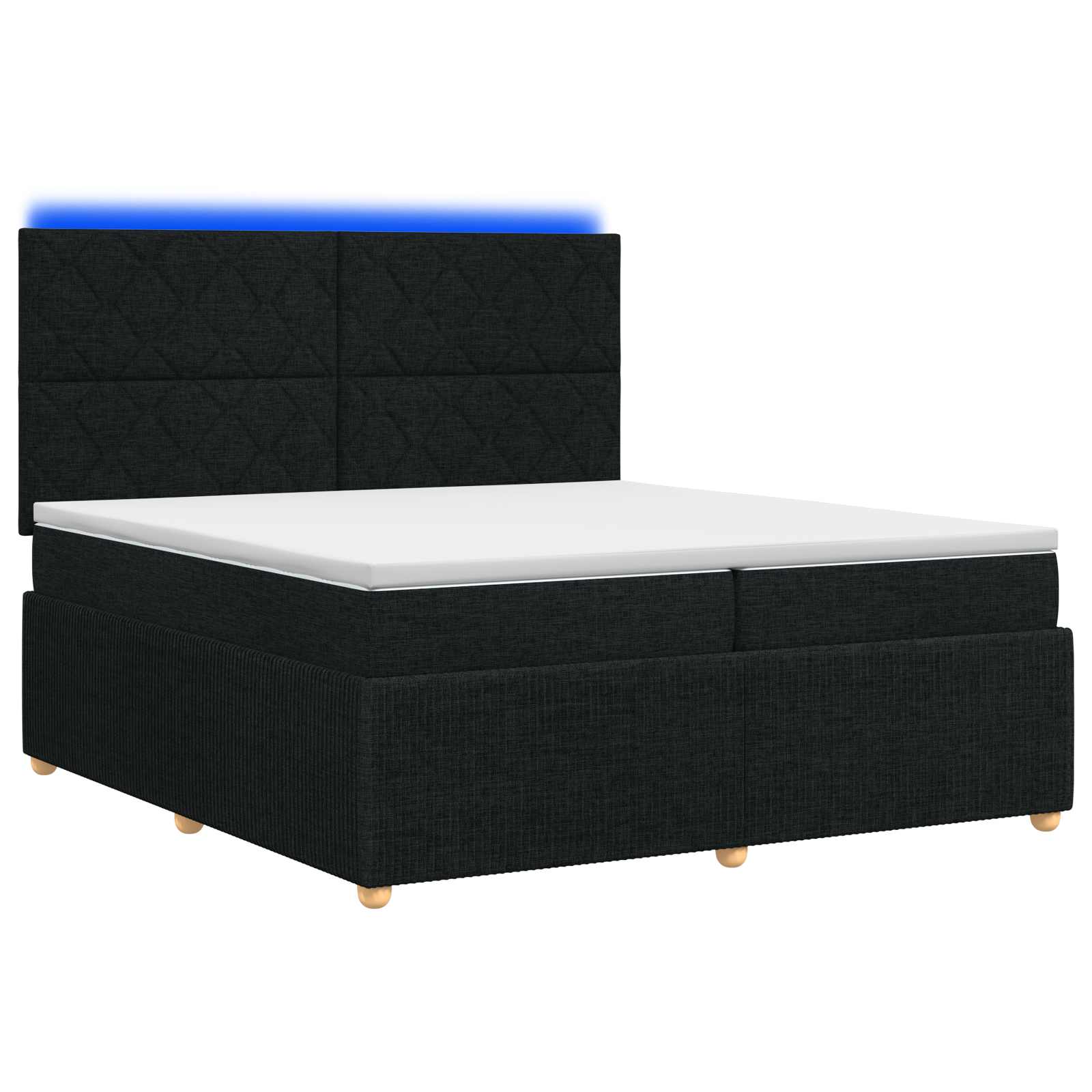 LED Boxspring Bed met Matras Zwart 200 x 200 cm Stof