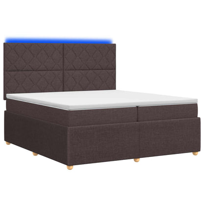 LED Boxspring Bed met Matras Donkerbruin 200 x 200 cm Stof