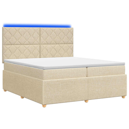 LED Boxspring Bed met Matras Crèmekleurig 200 x 200 cm Stof