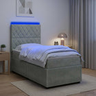 Boxspring bed met matras 100x200 cm lichtgrijs fluweel LED