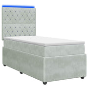 Boxspring bed 80x200 cm lichtgrijs fluweel LED