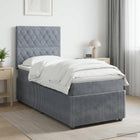 Boxspring bed met matras 100x200 cm donkergrijs fluweel