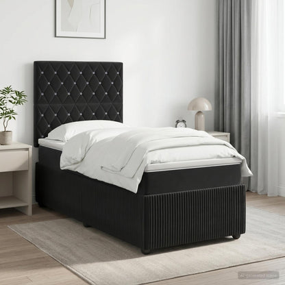 LED Boxspring Bed met Matras Zwart 100 x 200 cm Fluweel