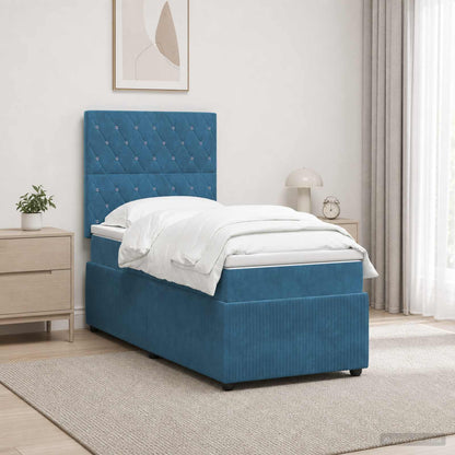 LED Boxspring Bed met Matras Blauw 90 x 190 cm Fluweel