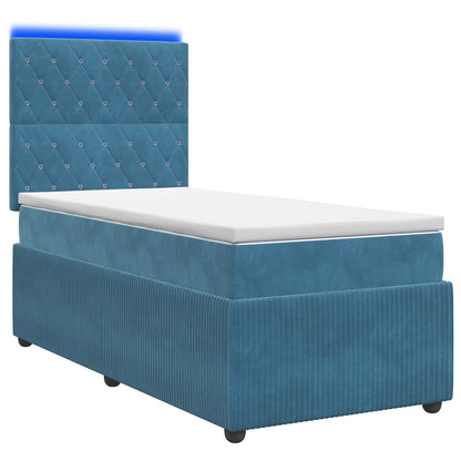 LED Boxspring Bed met Matras Blauw 80 x 200 cm Fluweel