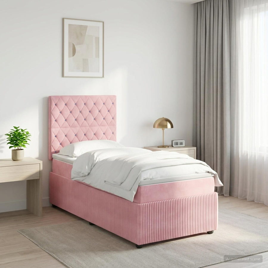 LED Boxspring Bed met Matras Roze 80 x 200 cm Fluweel
